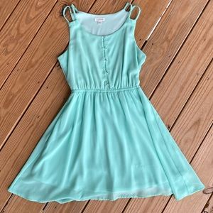 Flowy Seafoam Green Mini Dress!